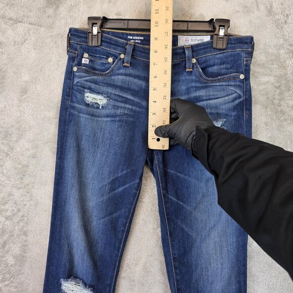 AG Adriano Goldschmied Jeans Womens 26R Blue Legging Super Skinny Distressed - Picture 5 of 14